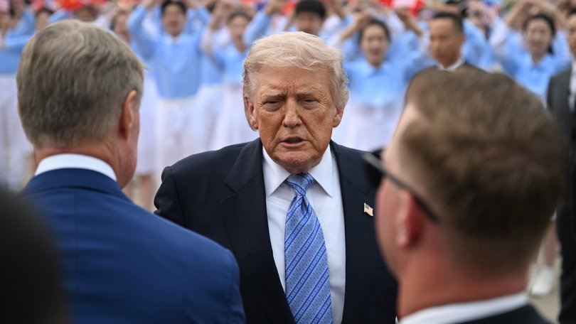 Trump departed Beijing on Friday, touting trade deals to sell American-made airplanes, farm goods and other products. 