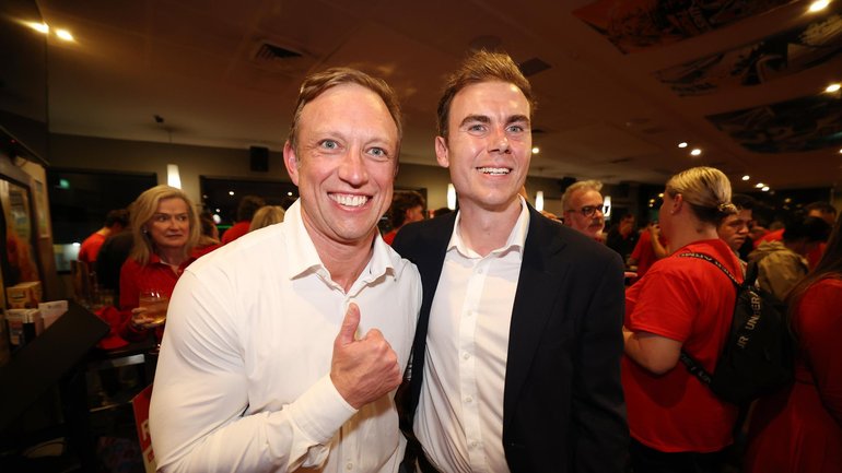 Labor candidate Luke Richmond (right, pictured with Opposition Leader Steven Miles) is likely to win the state seat of Stafford following a by-election on Saturday. Annette Dew