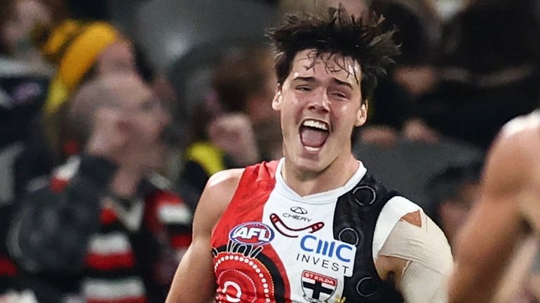 Charlie Banfield has sent his family into raptures after kicking his first AFL goal.