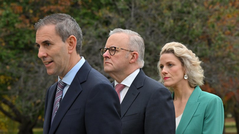 Treasurer Jim Chalmers, Prime Minister Anthony Albanese and Minister for Housing Clare O’Neil on Monday in Brisbane.