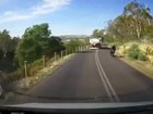 A truck had a near-miss with two motorcyclists in Tasmania.