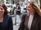 Cate Sayers (right) walks out of court with her lawyer Sue Chrysanthou. NewsWire / David Caird