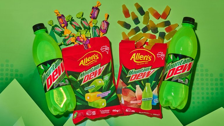 Allen’s has partnered with Mountain Dew to release new soda-inspired lollies. 