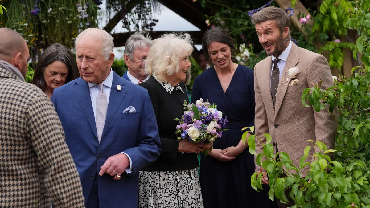 King Charles and Queen Camilla spotted with David Beckham at the Chelsea Flower Show King Charles and Queen Camilla spotted with David Beckham at the Chelsea Flower Show