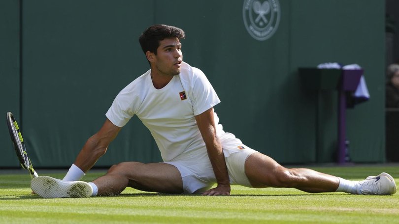 Carlos Alcaraz is out of this year's Wimbledon tournament with a wrist injury. (AP PHOTO)