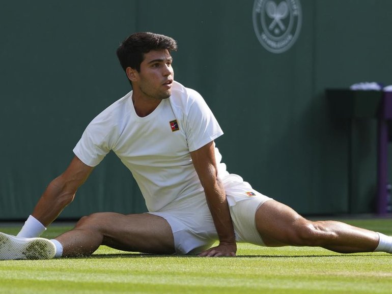 Carlos Alcaraz is out of this year's Wimbledon tournament with a wrist injury. (AP PHOTO)