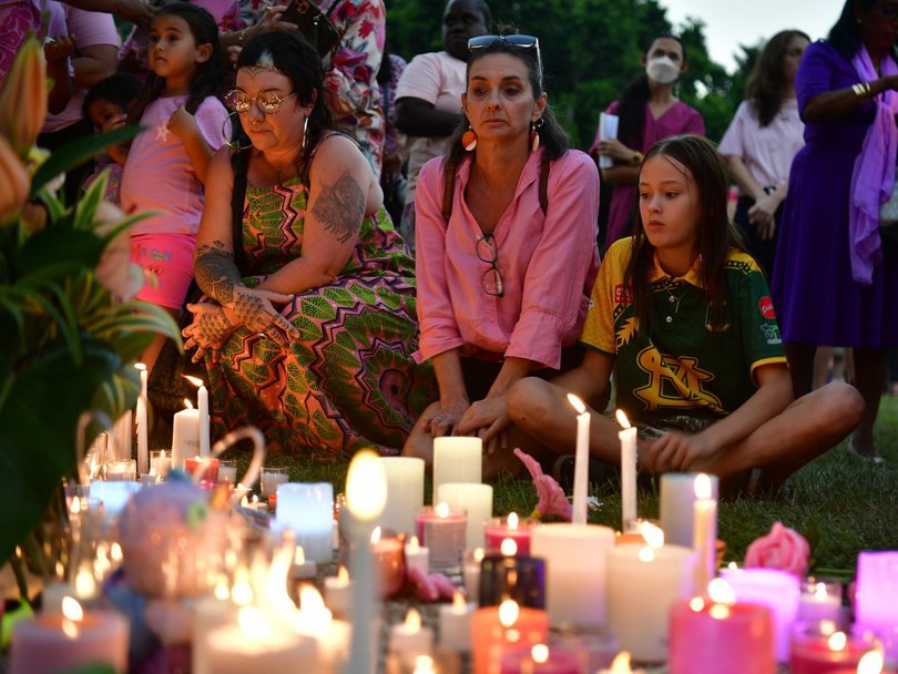 Hundreds gathered for a sunset vigil for Kumanjayi Little Baby.