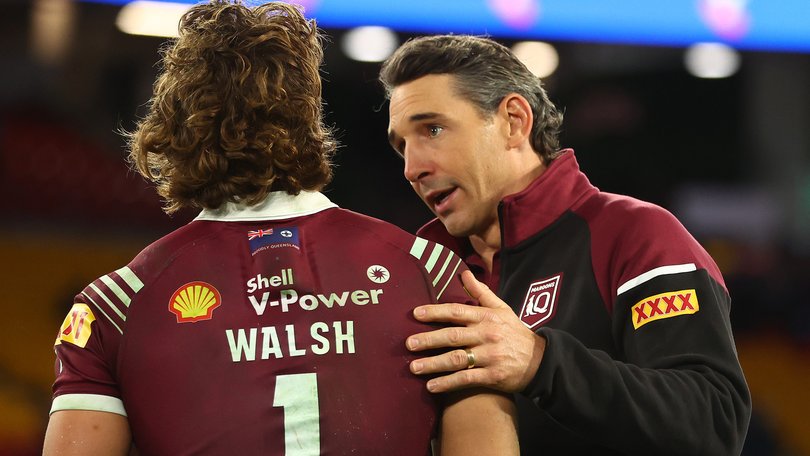 Billy Slater with Reece Walsh after the 2024 series defeat.