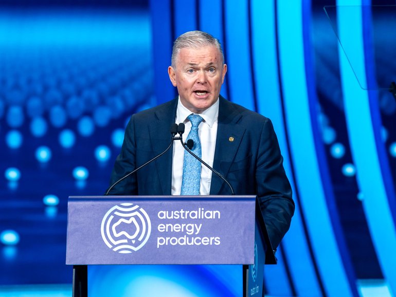 Santos boss Kevin Gallagher at the AEP conference in Adelaide on Wednesday. 