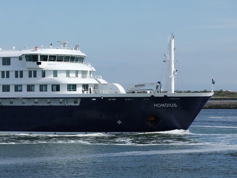 The MV Hondius in the Port of Rotterdam.