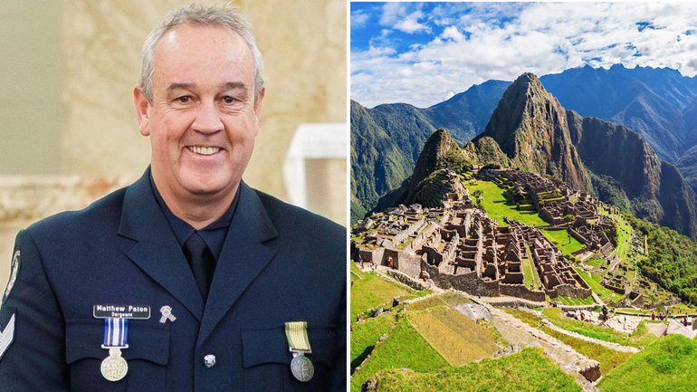 Victorian police officer Mathew Cameron Patron, 53, fell to his death. 