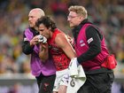 Bombers' Andrew McGrath suffered a badly broken jaw in the loss to Richmond. 