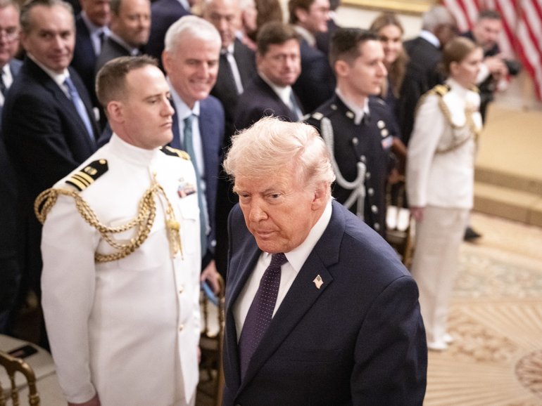 President Donald Trump was in the Oval Office on Friday morning with his defence secretary, Pete Hegseth, in what appeared to be a review of military options for potentially resuming the bombing campaign against Iran.