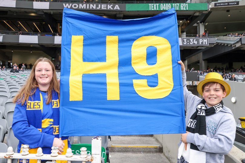 MELBOURNE, AUSTRALIA - MAY 23: Eagles fans show support during the 2026 AFL Round 11 match between the Collingwood Magpies and Waalitj Marawar (West Coast Eagles) at the Melbourne Cricket Ground on May 23, 2026 in Melbourne, Australia. (Photo by Craig Dooley/AFL Photos)
