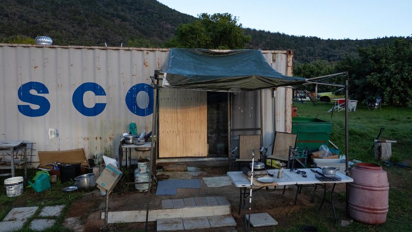 The encampment where Dezi Freeman was shot dead by police.
