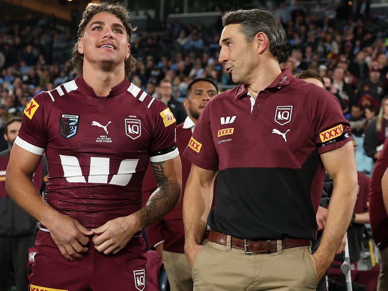 Reece Walsh (left) won’t start against New South Wales.