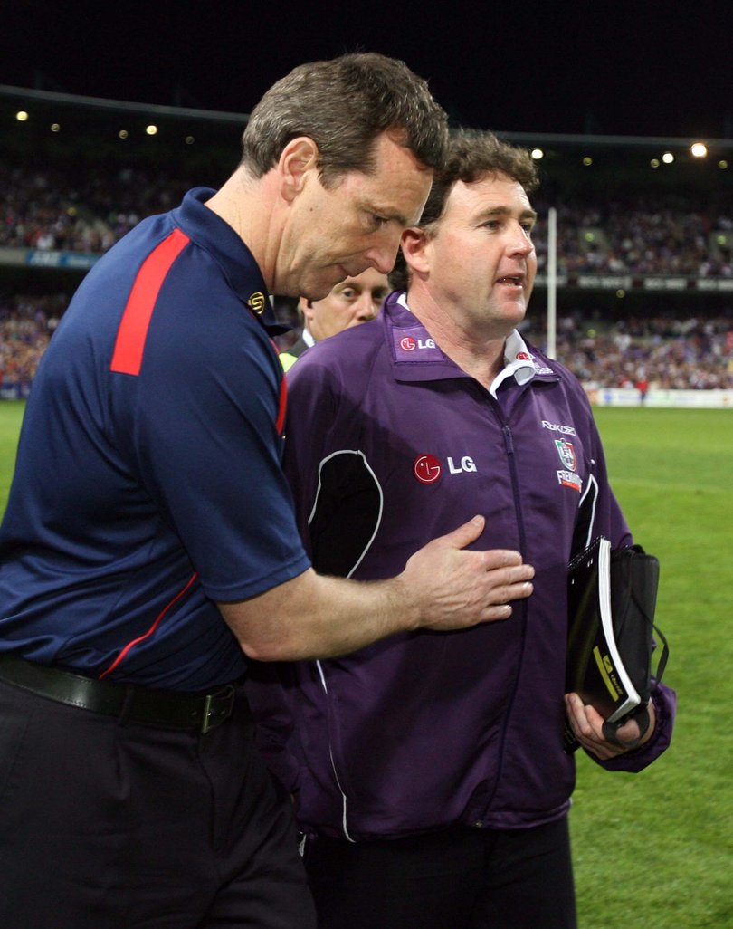 Neale Daniher congratulates is Chris Connolly.