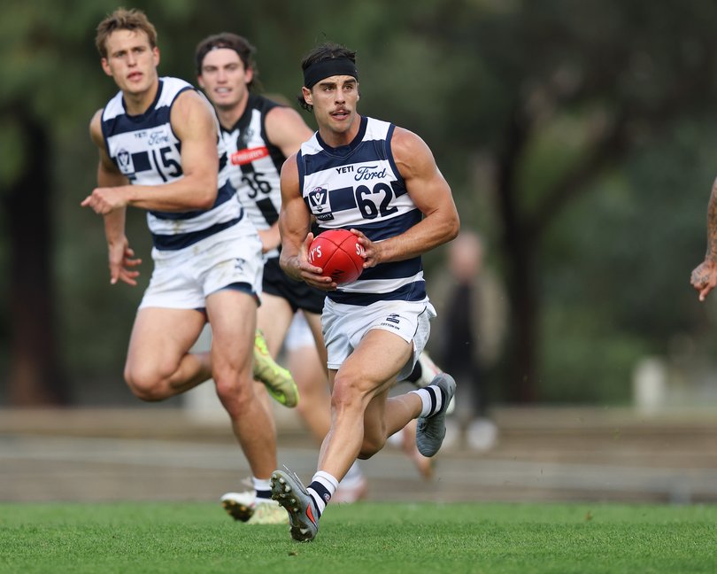 MELBOURNE, AUSTRALIA - MAY 09: Marcus Herbert of the Cats in action during the 2026 VFL Round 07 match between Collingwood and the Geelong Cats at Victoria Park on May 9th, 2026 in Melbourne, Australia. (Photo by Rob Lawson/AFL Photos)