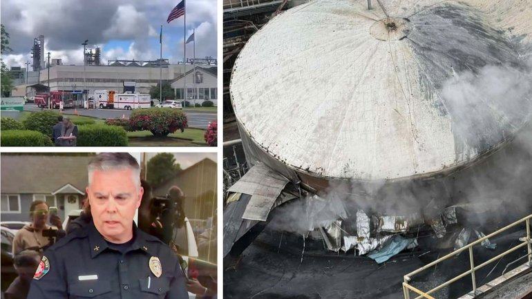 Chemical tank implosion causes 'mass casualty scene'.