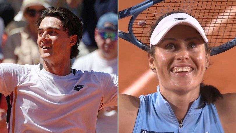 Adam Walton and Kim Birrell celebrate huge upsets at the French Open.