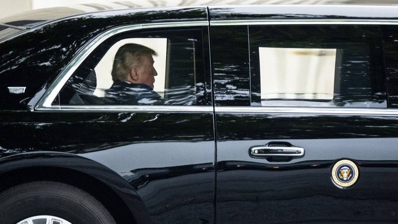 President Donald Trump departs after his scheduled physical at Walter Reed National Military Medical Center in Bethesda, Md., on Tuesday, May 26, 2026. (Doug Mills/The New York Times)