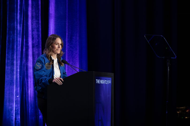 Katherine Bennell-Pegg speaking at The Nightly Live.