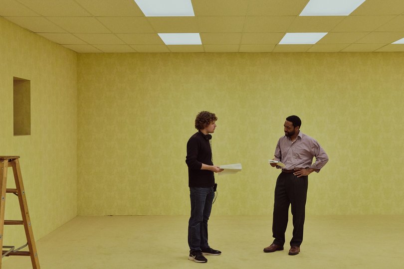 Kane Parsons of the set of Backrooms with actor Chiwetel Ejiofor.