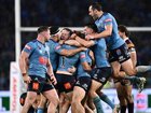 NSW celebrate their come-from-behind win over Queensland in Game 1 of State of Origin. (Dan Himbrechts/AAP PHOTOS)