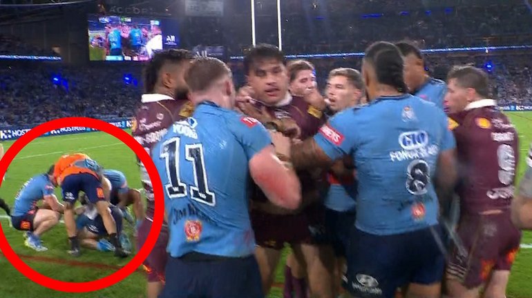 Kalyn Ponga was sent off for a shoulder charge on Tolu Koula.