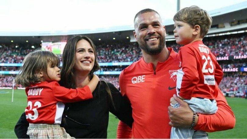 Jesinta and Buddy Franklin with their two children. Picture Getty