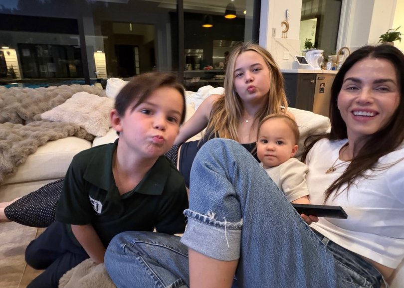 Jenna Dewan at home with her children Callum, Everley and Rhiannon.