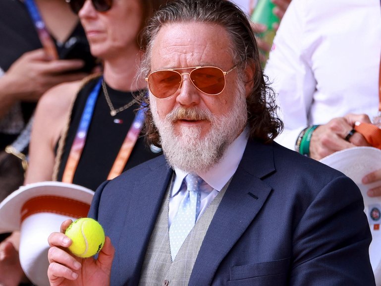 Russell Crowe at the French Open.