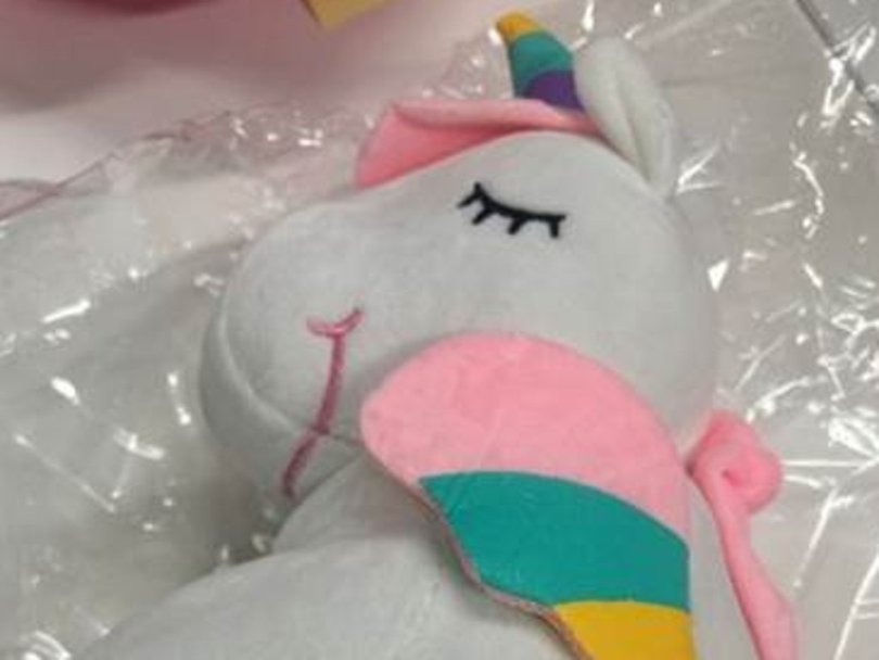 The unicorn backpack is designed to be worn by children. Picture: supplied