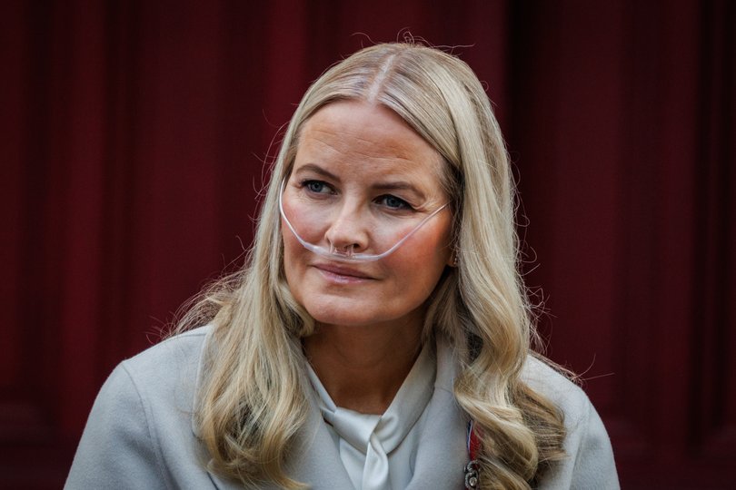 Princess Mette-Marit of Norway attended the Norwegian Constitution Day in May wearing a nasal canula to help support her breathing. 