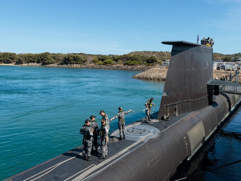 AUKUS is a trilateral defence pact between Australia, the US and the UK worth $369bn. Picture: NewsWire / Richard Wainwright