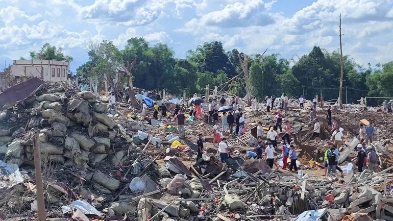An explosion killed at least 55 people in a village in Myanmar, local reports say. (AP PHOTO)