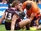Brisbane lock Pat Carrigan suffered an ankle injury that could have Origin implications. (AAP PHOTOS)