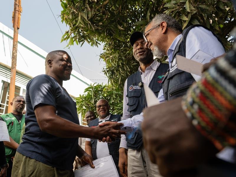 WHO chief Tedros Adhanom Ghebreyesus has met Ezo Etienne, a health worker who recovered from Ebola.