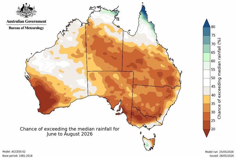 Australia is heading into its winter months with the Bureau of Meteorology releasing its latest long-range outlook, outlining what’s expected across the country.