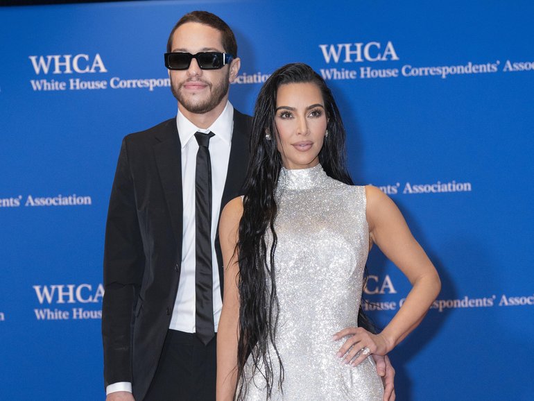 Pete Davidson and Kim Kardashian at the annual White House Correspondents' Association Dinner in 2022. 