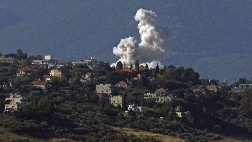 Smoke rises following Israeli bombardment in southern Lebanon as seen from a position across the border in the Upper Galilee in northern Israel on May 31, 2026. Israeli Prime Minister Benjamin Netanyahu vowed to push deeper into Lebanon after his military took over the medieval castle of Beaufort on May 31, calling it a "dramatic shift" in the campaign against Hezbollah. (Photo by Jalaa MAREY / AFP)