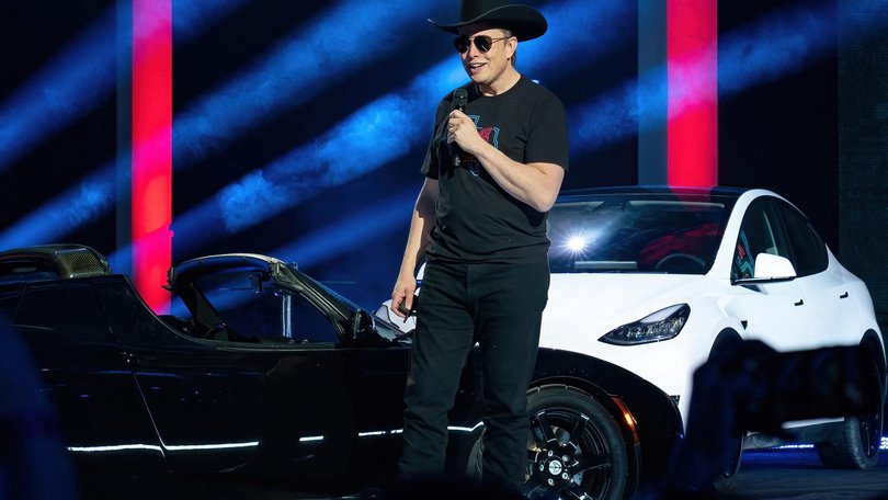 Elon Musk speaks at a Tesla event in Austin, Texas.