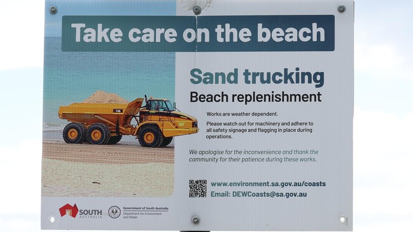 Sand is regularly trucked onto Adelaide beaches. Picture: Eleni Tzanos