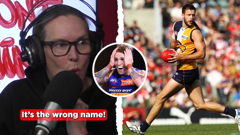 Former Olympian Susie O’Neill has mistakenly said Mitch Robinson (centre) has come out as gay, and Robinson’s response has prompted backlash from openly bisexual former Eagle Mitch Brown (right).