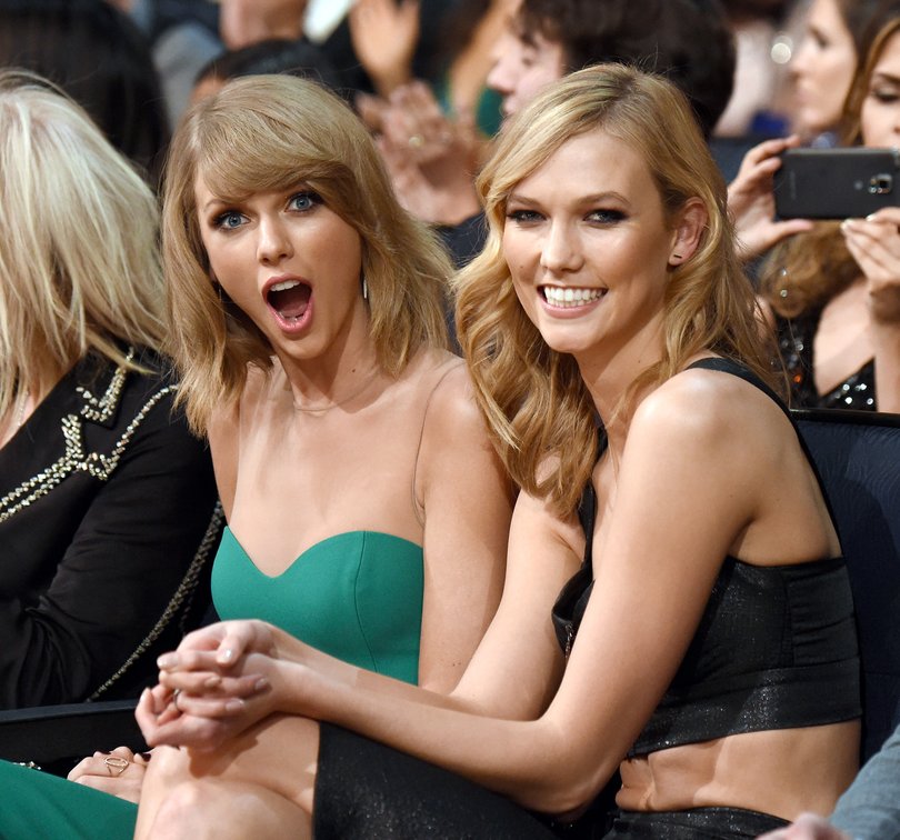 LOS ANGELES, CA - NOVEMBER 23: Karlie Kloss and Taylor Swift attend the 2014 American Music Awards at Nokia Theatre L.A. Live on November 23, 2014 in Los Angeles, California. (Photo by Kevin Mazur/AMA2014/WireImage)