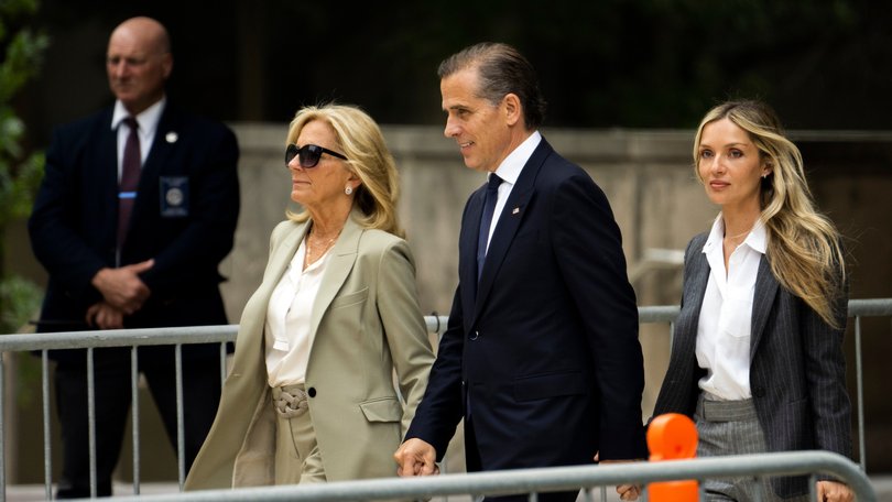 Hunter Biden exits federal court with Jill Biden and his wife, Melissa Cohen Biden, in Delaware, on June 11, 2024. 