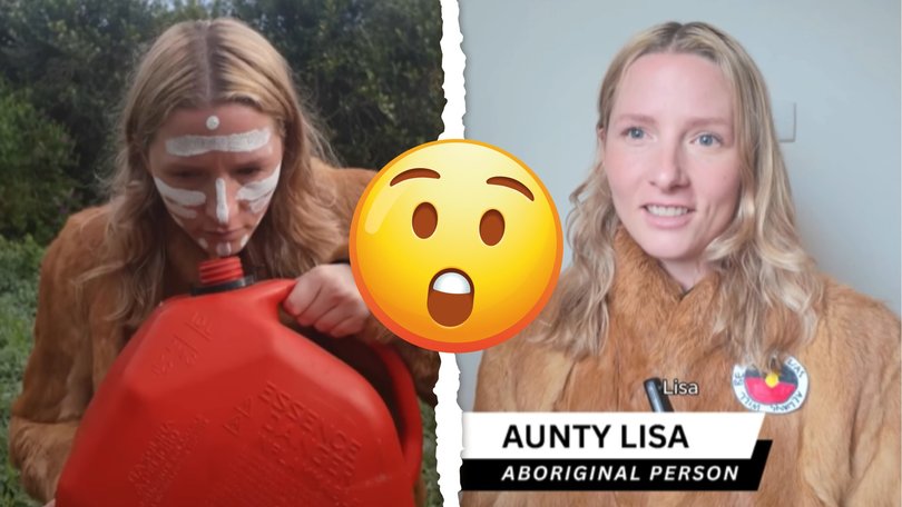 Australian comedian Lisa Spencer has been slammed after she posted a parody video depicting petrol sniffing and a smoking ceremony in a ‘satirical’ impression of a white woman ‘transitioning’ to being Aboriginal. 