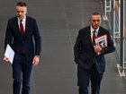 Peter Malinauskas and Treasurer Tom Koutsantonis have unveiled a record cost of living spend.  (Michael Errey/AAP PHOTOS)