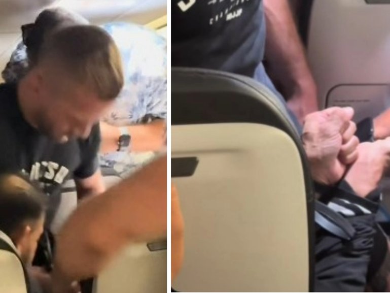 The unruly passenger had to be restrained with cable ties as the plane made an emergency landing.