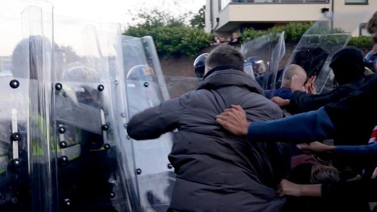 Protesters clashed with police on Tuesday in Southampton, where Henry Nowak was killed in December.